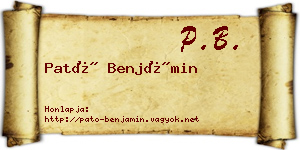 Pató Benjámin névjegykártya